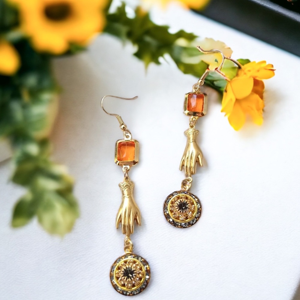 Swarovski Topaz Earrings Gold Vintage 18k Event